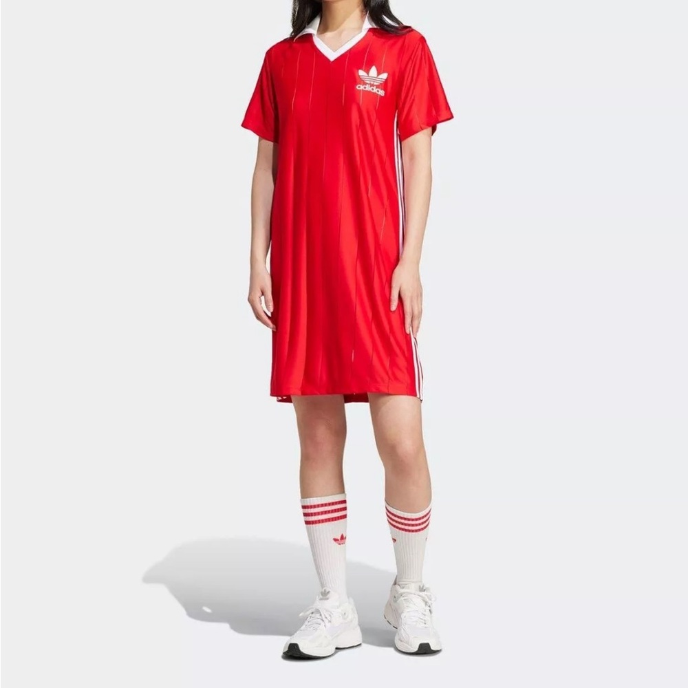 Adidas Adicolor 3S Pinstripe Dress Women's Casual Lifestyle Dress AsiaFit IX5508